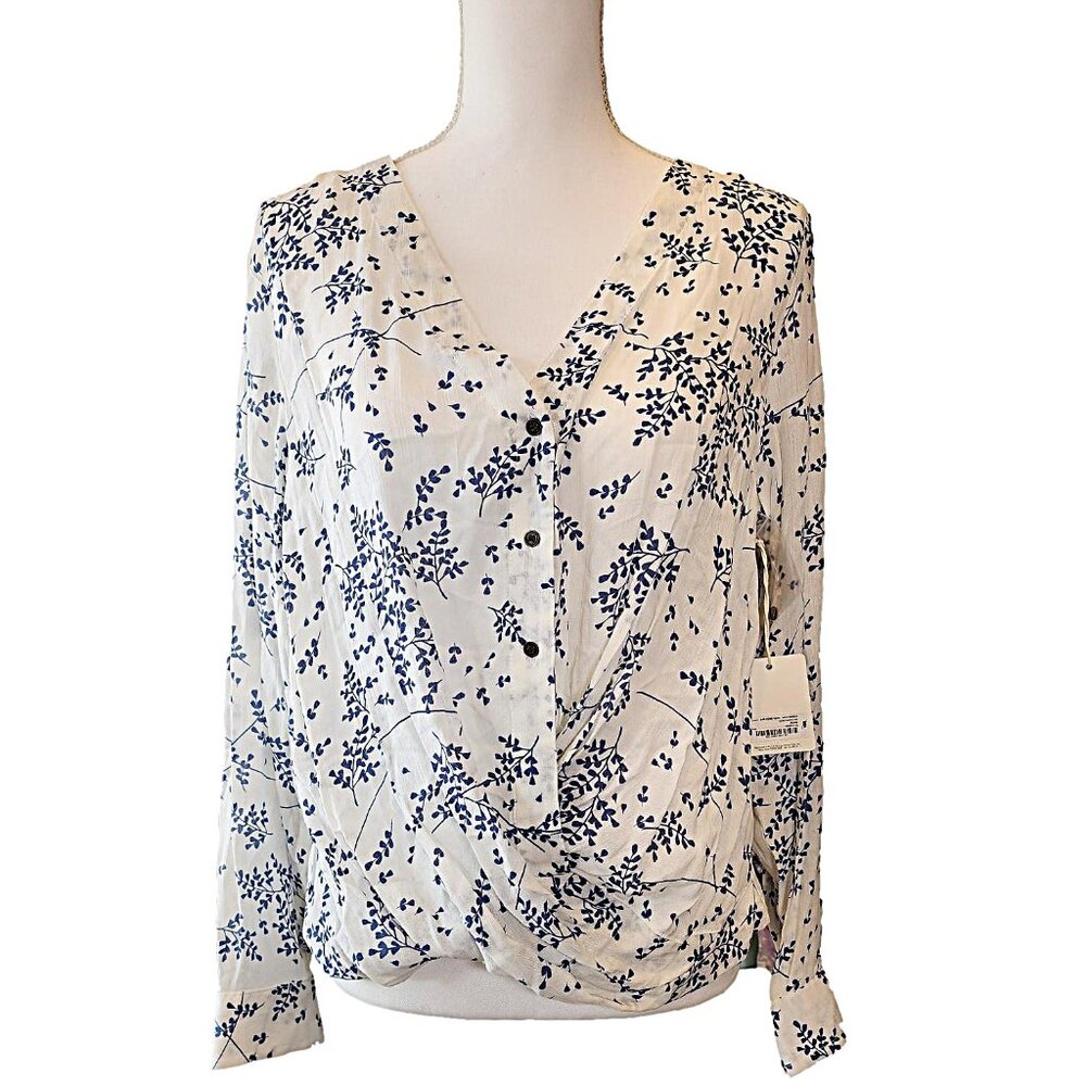 Blue and Ivory Soft, Rayon Top by A.N.A. A New Approach  - NWT - Size M
